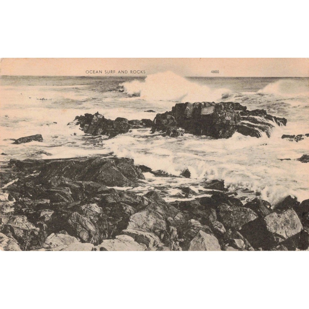 Bailey Island Maine ME Ocean Surf and Rocks 4800 Postcard Photolux 1952 Posted